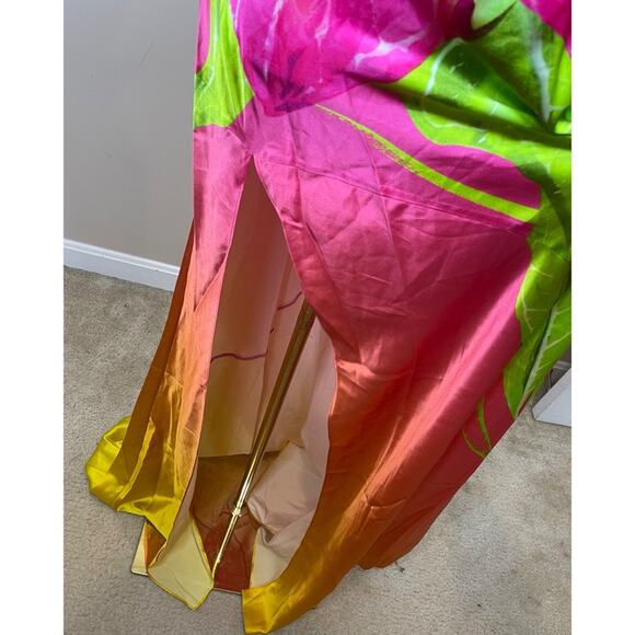 RETROFETE Aiyanna Silk Floral Strapless Ombre Anthurium Maxi Dress Size XL - Picture 6 of 9